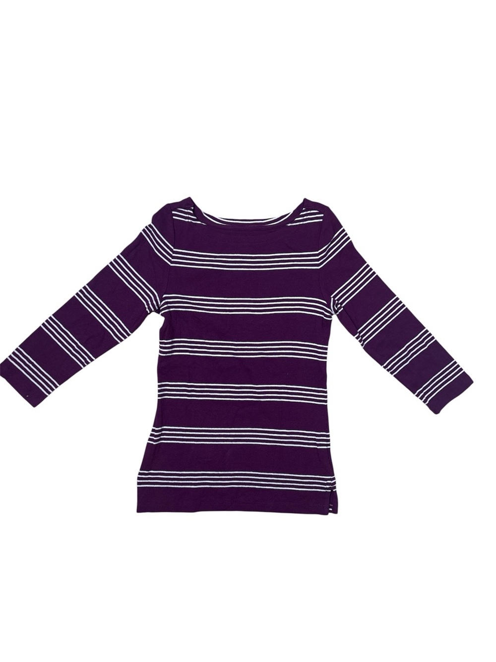 ⭐️ Denver Hayes Purple and White 3/4 sleeve Striped top- size medium